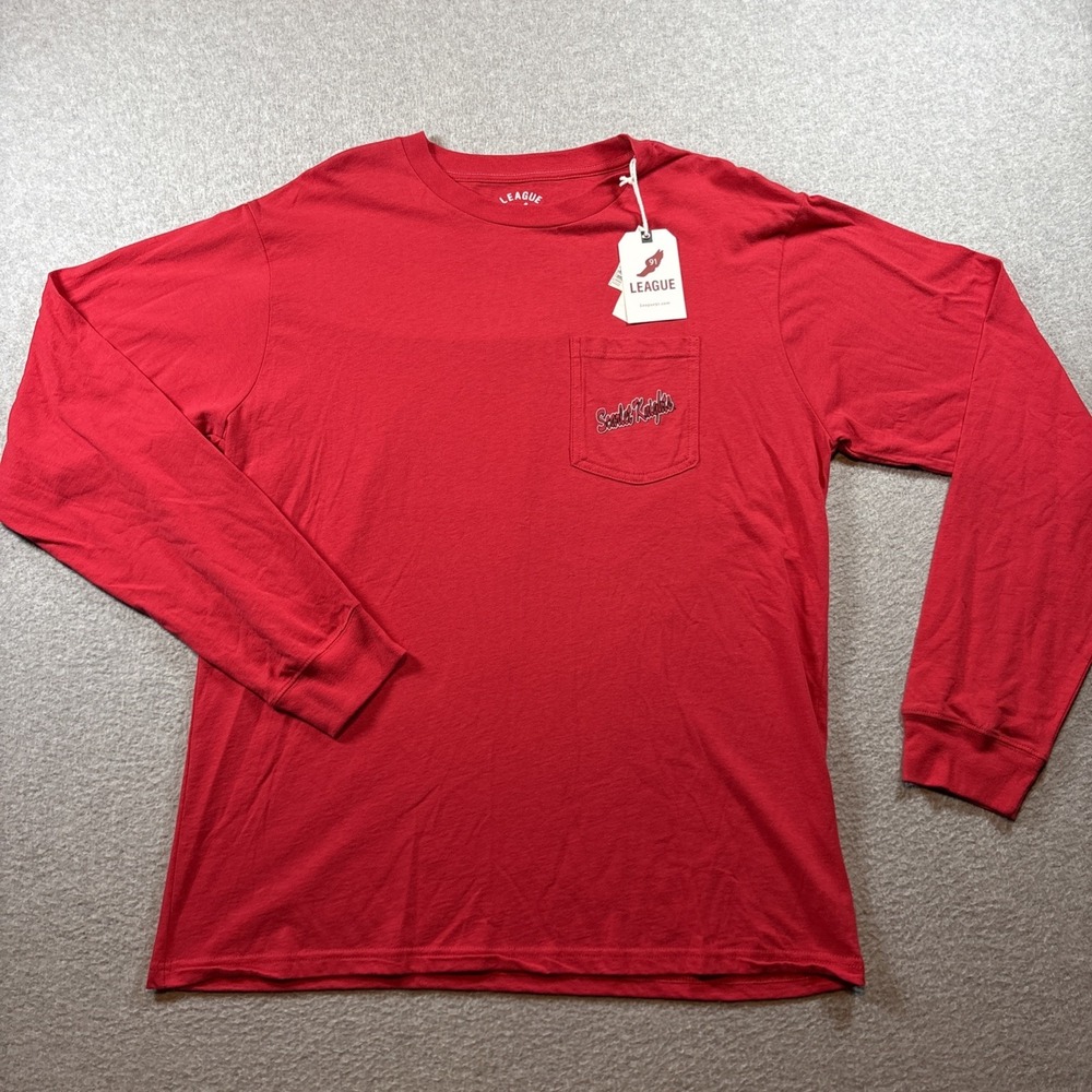 Rutgers Scarlet Knights Men's Red Long Sleeve Graphic T Shirt Sz XL Pocket NEW
